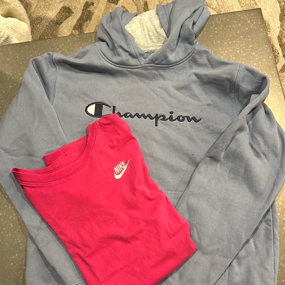 Boys size xl champion sweatshirt and xl Nike tshirt